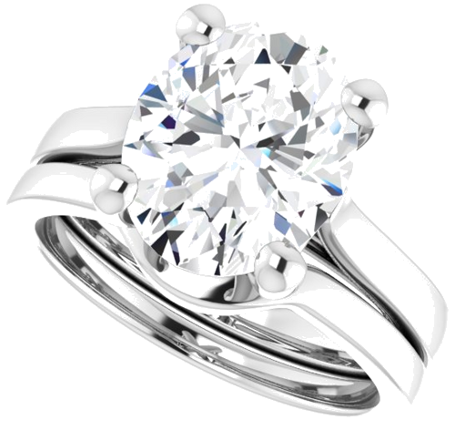 14K White 11x9 mm Oval Engagement Ring Mounting (10)