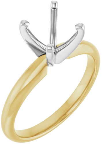 14K Yellow   White 6.6-7.2 mm Round 4-Prong Solitaire Ring Mounting (6)