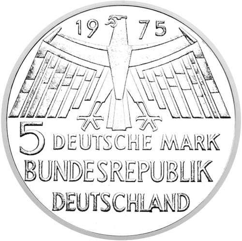 1975 Arhitektūras mantojums Vācija 5 marku sudraba monēta (2)