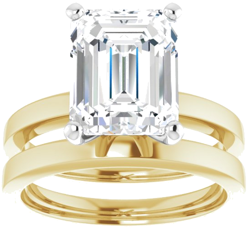 14K Yellow White 10x8 mm Emerald Solitaire Engagement Ring Mounting (8)