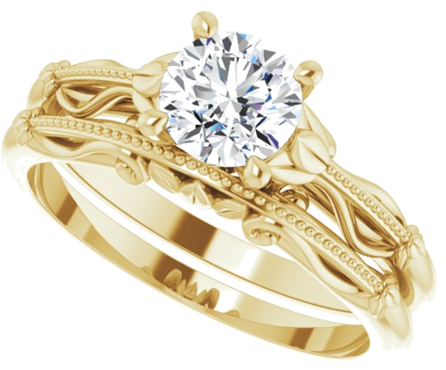 Sužadėtuvių Žiedas „Sculptural-Inspired Solitaire“ 585 Geltonojo Aukso Round 5.8mm (10)