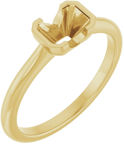 Sužadėtuvių Žiedas „Half Bezel Solitaire“ 585 Geltonojo Aukso Emerald 6mm x 4mm (1)