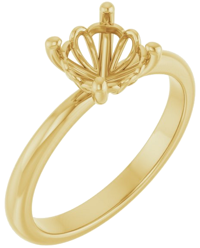 14K Yellow 7 mm Round Solitaire Engagement Ring Mounting (1)