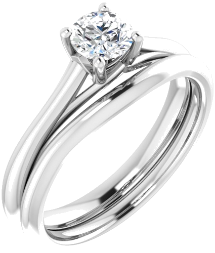 Sužadėtuvių Žiedas „Solitaire“ 585 Baltojo Aukso Round 4.8mm (6)