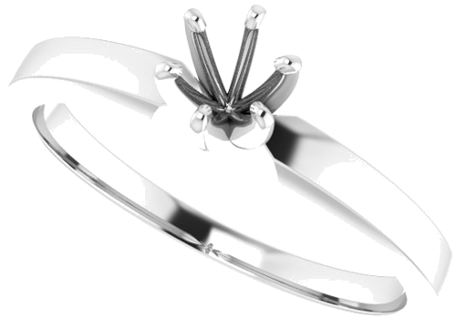 14K White 4-4.1 mm Round 6-Prong Solitaire Engagement Ring Mounting (5)