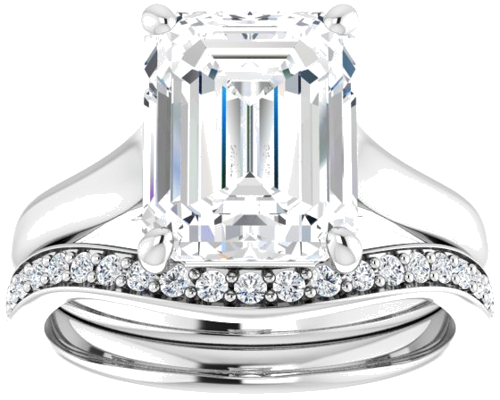 Sužadėtuvių Žiedas „Solitaire“ 585 Baltojo Aukso Emerald 10mm x 8mm (8)