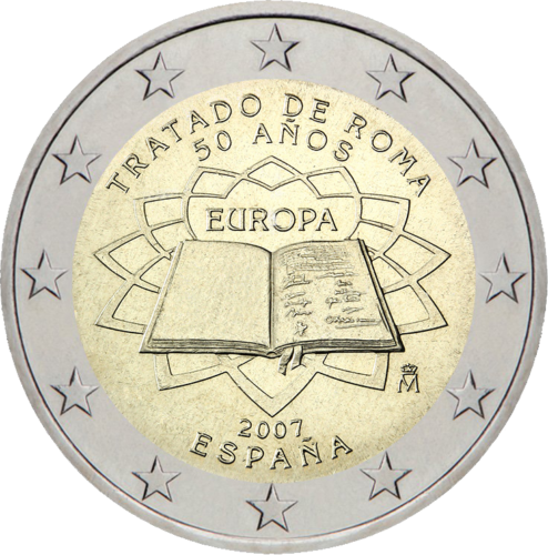 2007 Spānijas Romas līguma (TOR) 2 eiro monēta (1)