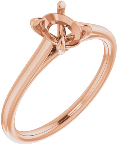 Sužadėtuvių Žiedas „Solitaire“ 585 Rožinis Aukso Oval 7mm x 5mm (1)