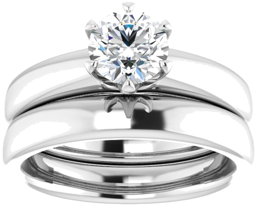 14K White 6 mm Round Engagement Ring Mounting (8)