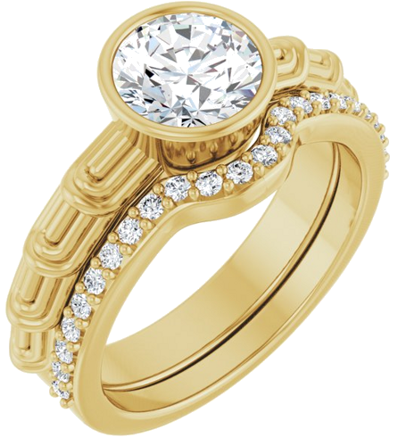 14K Yellow 7.4 mm Round Solitaire Engagement Ring Mounting (6)