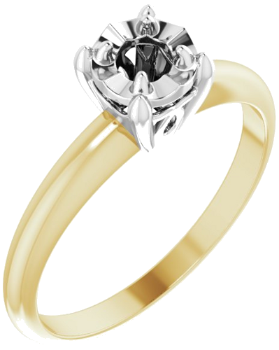 Sužadėtuvių Žiedas „Solitaire“ 585 Baltojo Ir Geltonojo Aukso Round 3.2mm (1)