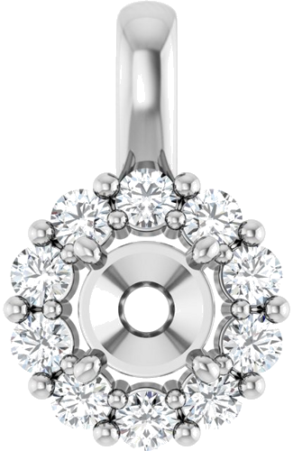 14K White 4.1 mm Round 1 5 CTW Natural Diamond Semi-Set Pendant (1)