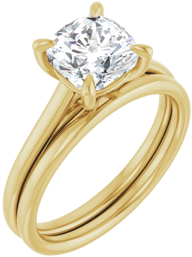 14K Yellow  7 mm Cushion Solitaire Engagement Ring Mounting (6)