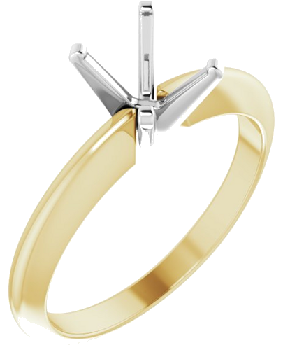 14K Yellow   White 7x5 mm Emerald Solitaire Engagement Ring Mounting (1)