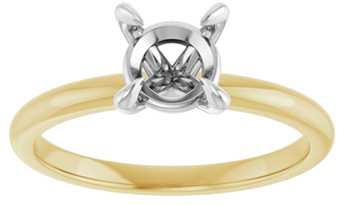 14K Yellow White 6.5 mm Round Engagement Ring Mounting (3)