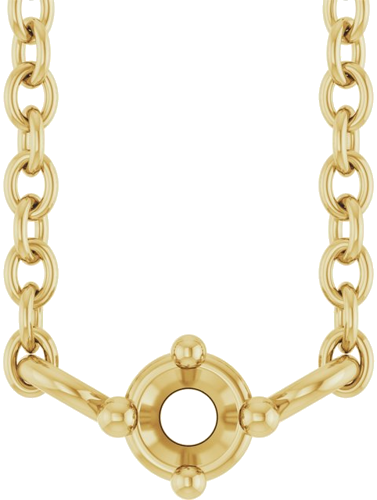14K Yellow 2 mm Round 1-Stone Family Bar 18  Necklace (1)