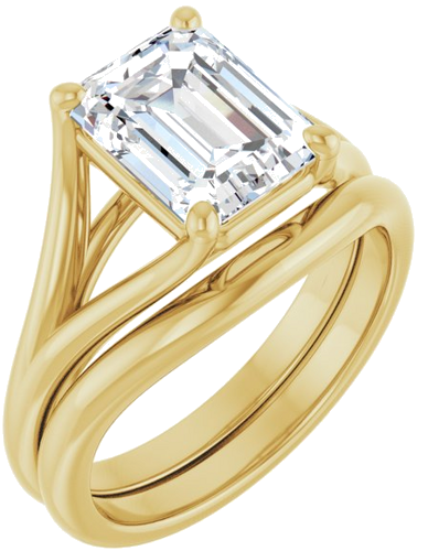 14K Yellow 9x7 mm Emerald Solitaire Engagement Ring Mounting (6)