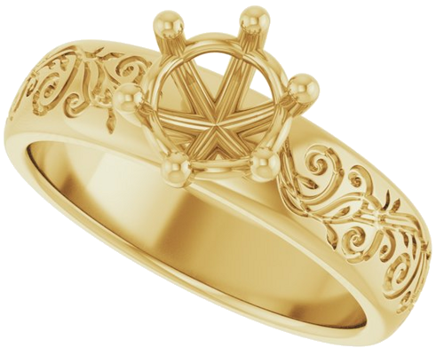 14K Yellow 6.5 mm Round Solitaire Engagement Ring Mounting (5)