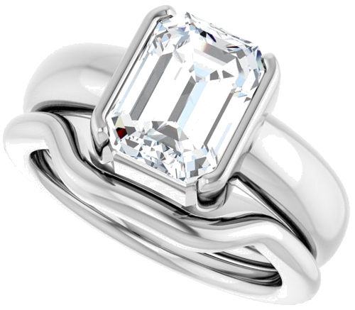 Sužadėtuvių Žiedas „Half Bezel Solitaire“ 585 Baltojo Aukso Emerald 9mm x 7mm (10)