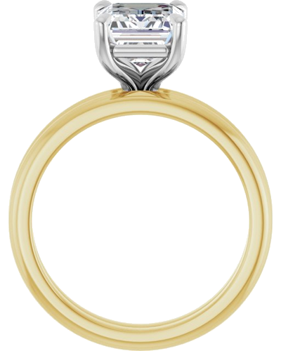 14K Yellow White 9x7 mm Emerald Solitaire Engagement Ring Mounting (7)