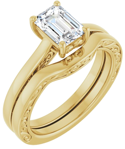 Sužadėtuvių Žiedas „Solitaire“ 14k yellow gold Emerald 7mm x 5mm (6)