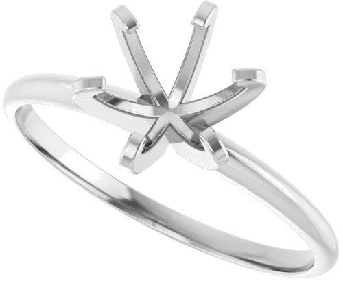 14K White 6.6-7.2 mm Round 6-Prong Solitaire Engagement Ring Mounting (5)