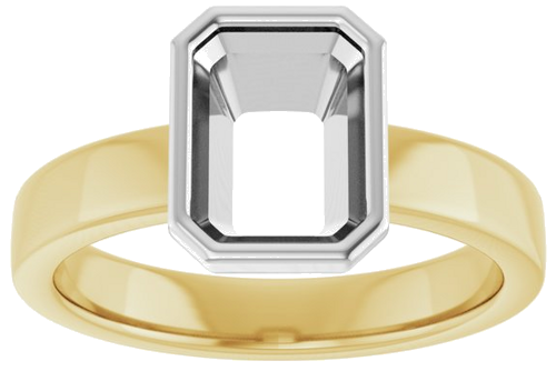 14K Yellow White 8x6 mm Emerald Solitaire Engagement Ring Mounting (3)