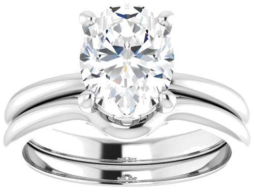 14K White 9x7 mm Oval Solitaire Engagement Ring Mounting (8)