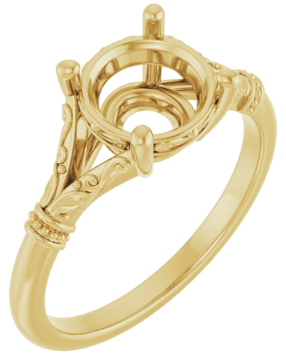 14K Yellow 8 mm Round Solitaire Engagement Ring Mounting (1)