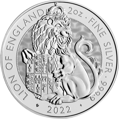 2 oz 2022 Anglija Lauva (Tjūdori) Lielbritānijas sudraba monēta (1)