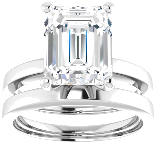 14K White 10x8 mm Emerald Solitaire Engagement Ring Mounting (8)