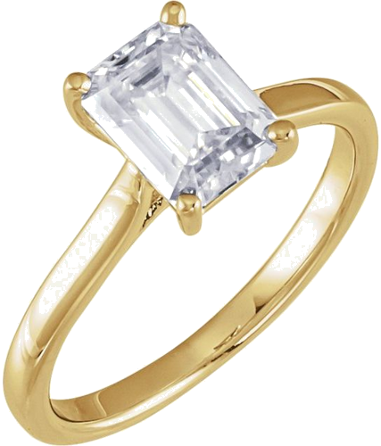 14K Yellow 8x6 mm Emerald Solitaire Engagement Ring Mounting (3)