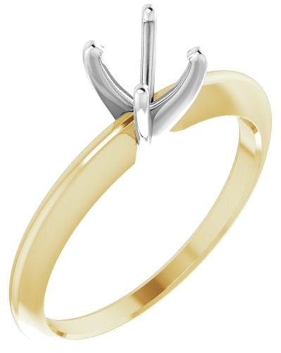 14K Yellow   White 5.4-5.7 mm Round 4-Prong Comfort-fit Solitaire Ring Mounting (1)