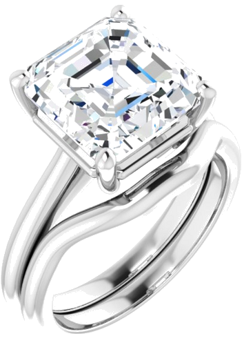 Sužadėtuvių Žiedas 585 Baltojo Aukso Asscher 10mm (6)