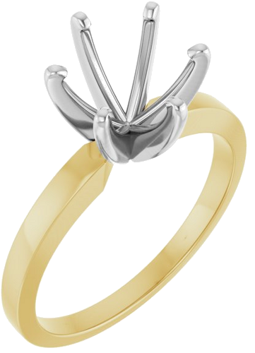 Sužadėtuvių Žiedas „Solitaire“ 585 Baltojo Ir Geltonojo Aukso Round 8.6mm x 9.1mm (1)