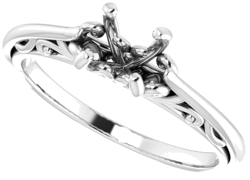 14K White 5.8 mm Round Engagement Ring Mounting (10)
