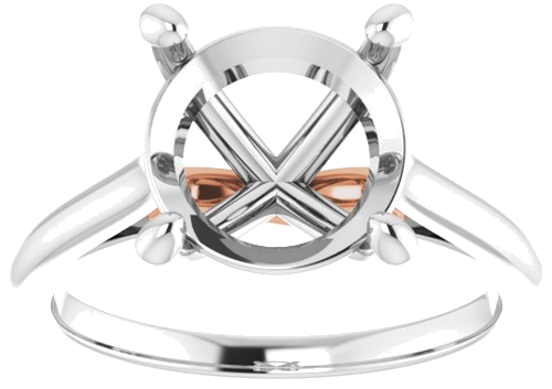 14K White   Rose  10 mm Round Solitaire Engagement Ring Mounting (3)