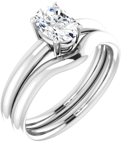 Sužadėtuvių Žiedas „Solitaire“ 417 Baltojo Aukso Oval 7mm x 5mm (6)