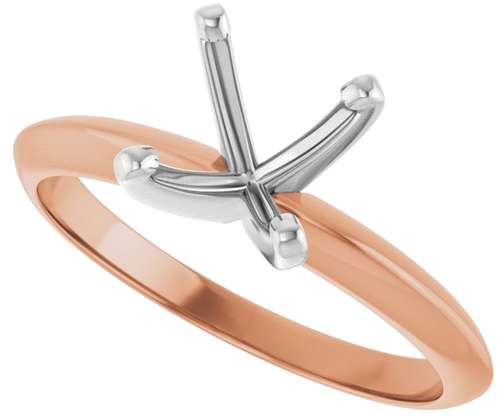 14K Rose White 7.3-7.7 mm Round 4-Prong Light Solitaire Ring Mounting (5)