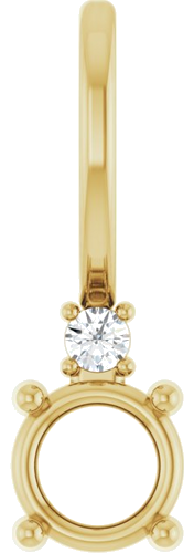14K Yellow 4 mm Round .015 CT Natural Diamond Semi-Set Charm Pendant (1)