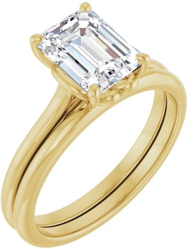 14K Yellow  8x6 mm Emerald Solitaire Engagement Ring Mounting (6)