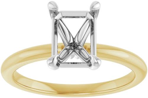 Sužadėtuvių Žiedas 585 Baltojo Ir Geltonojo Aukso Emerald 8mm x 6mm (3)