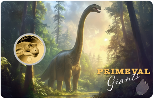 1/1000 oz Brachiosaurus Primeval Giants 1000 Francs Gabon Gold Coin (1)