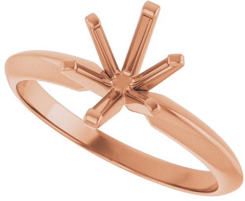 14K Rose 8x6 mm Oval 6-Prong Solitaire Engagement Ring Mounting (5)