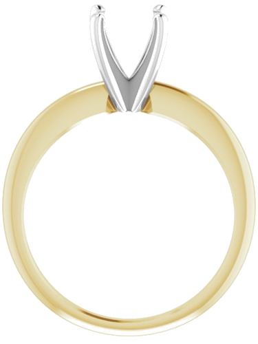 14K Yellow   White 6.6-7.2 mm Round 4-Prong Comfort-fit Solitaire Ring Mounting (2)