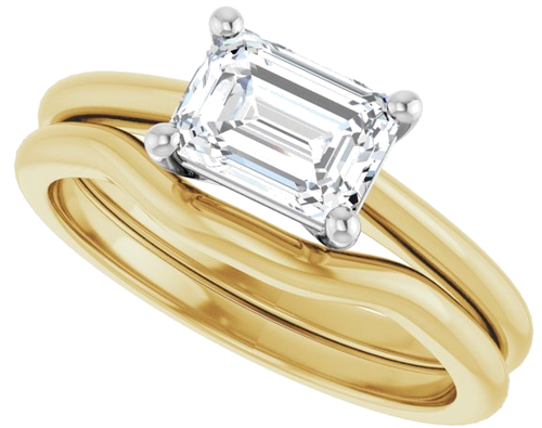 14K Yellow White 7x5 mm Emerald Solitaire Engagement Ring Mounting (10)