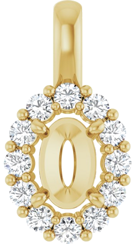 Pakabukas „Halo-Style“ 585 Geltonojo Aukso Oval 6mm x 4mm (1)