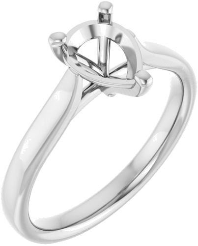 Sužadėtuvių Žiedas „Solitaire“ 585 Baltojo Aukso Pear Shape 8mm x 6mm (1)