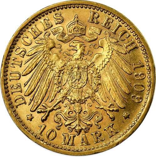 10 Marks Wilhelm II gold coin Wurtemberg German Empire (2)