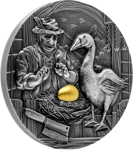 2 oz Goose Laying Golden Eggs Palau 10 dollars Silver Coin (2)